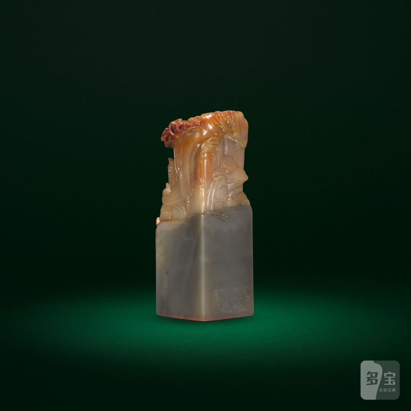 十九世紀 壽山石印章 | A SOAPSTONE 'SAMPAN BELOW CLIFFS' SEAL - 图3